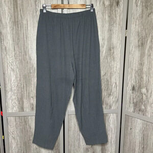 Kiyo Pants Lagenlook Bohemian Pull On Tapered Leg Gray Color Size L